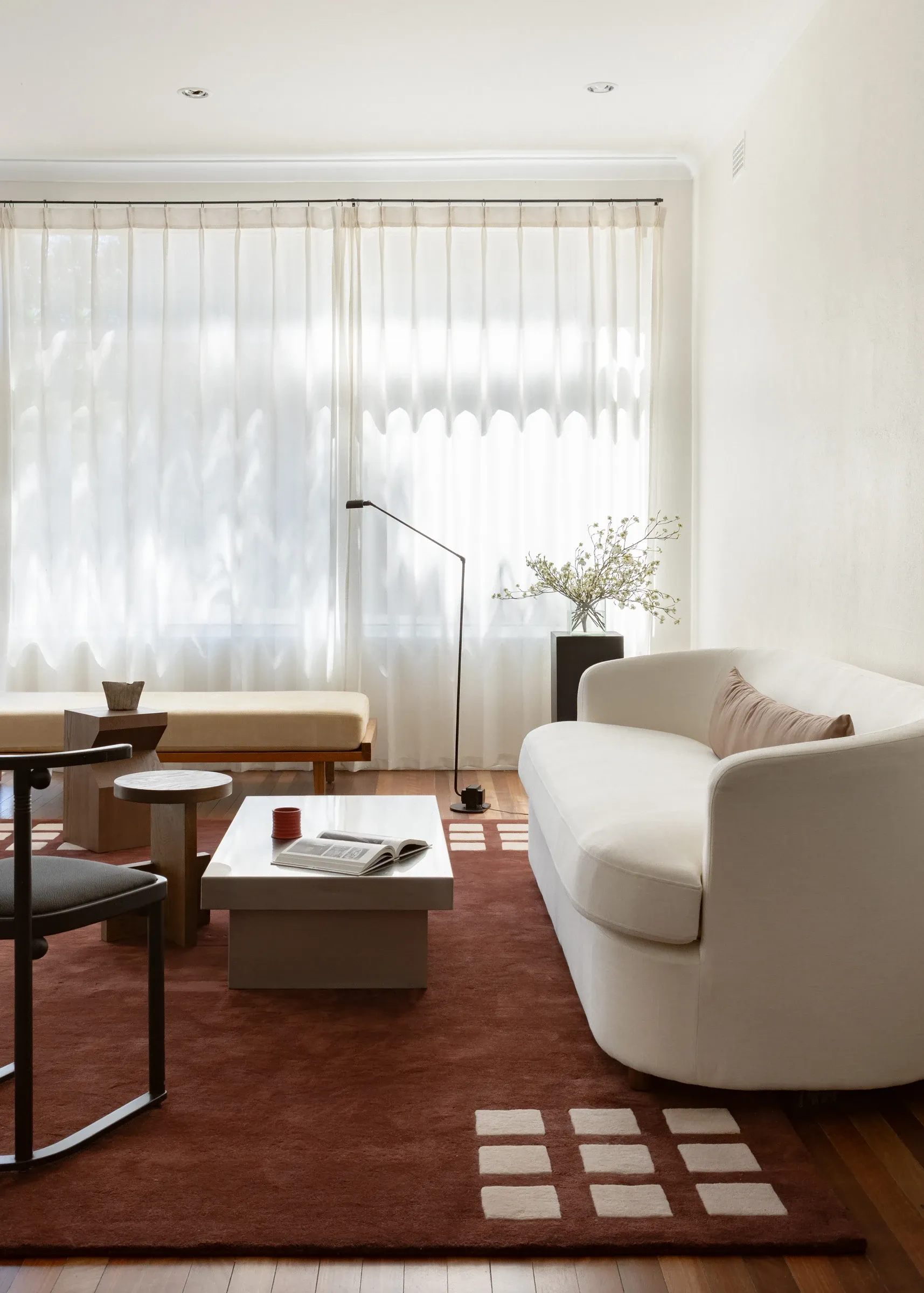 The lounge area with warm afternoon light